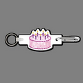 4mm Clip & Key Ring W/ Colorized 7 Candle Cake Key Tag